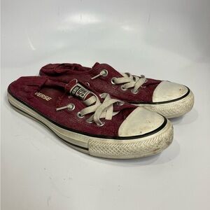 Converse sneakers with elastic back maroon‎ with silver size 6